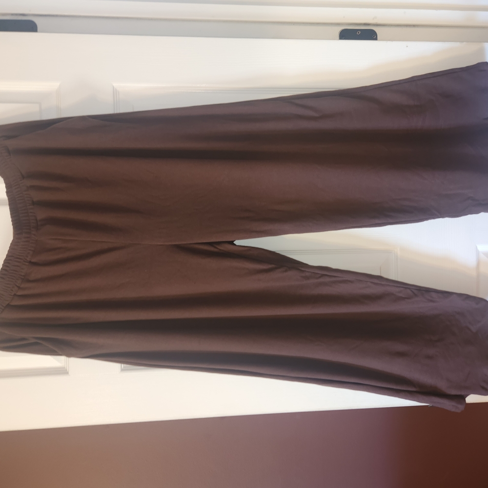 Brown Wide-Leg Pants and Shirt Jogging Set